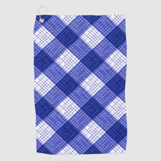 Blue and White Bold Checkered Plaid Design  Golfhanddoek (Voorkant)