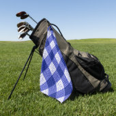 Blue and White Bold Checkered Plaid Design  Golfhanddoek (Groen)
