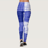 Blue and White Bold Checkered Plaid Design Leggings (Achterkant)