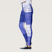 Blue and White Bold Checkered Plaid Design Leggings (Links)