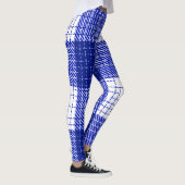 Blue and White Bold Checkered Plaid Design Leggings (Rechts)