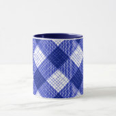Blue and White Bold Checkered Plaid Design  Mok (Midden)