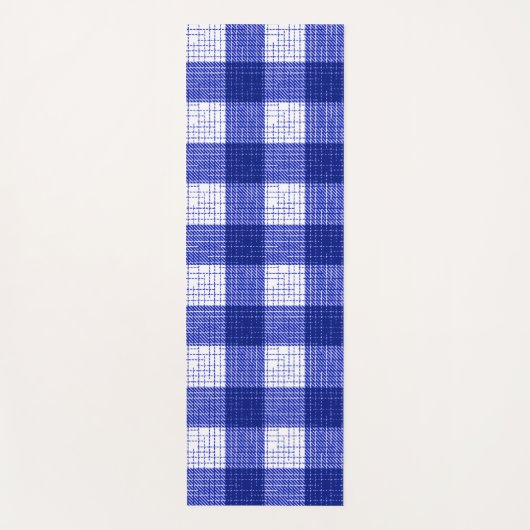 Blue and White Bold Checkered Plaid Design Yogamat (Voorkant)
