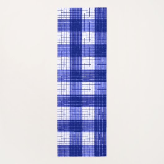 Blue and White Bold Checkered Plaid Design Yogamat (Achterkant)