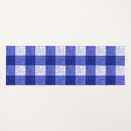 Blue and White Bold Checkered Plaid Design  Yogamat (Voorkant (horizontaal))