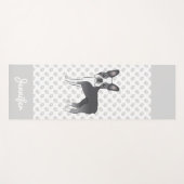 Blue and White Boston Terrier Cartoon Dog & Name Yogamat (Voorkant (horizontaal))