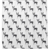Blue and White Boston Terrier Cartoon Dog Pattern Douchegordijn (Voorkant)
