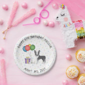Blue and White Boston Terrier Cute Dog - Birthday Papieren Bordje (Feest)