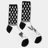 Blue and White Boston Terrier met naam en tong Sokken (Rechts)