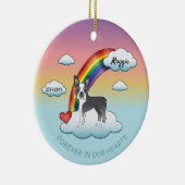Blue and White Boston Terrier Rainbow Memorial Keramisch Ornament (Rechts)