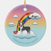 Blue and White Boston Terrier Rainbow Memorial Keramisch Ornament (Achterkant)