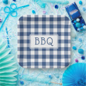 Blue and White Buffalo Check BBQ Party Papieren Bordje (Feest)