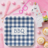 Blue and White Buffalo Check BBQ Party Papieren Bordje (Feest)