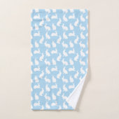 Blue And White Bunny Pattern Cute Easter Bad Handdoek (Handdoek)