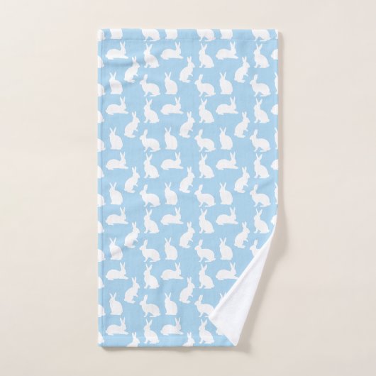 Blue And White Bunny Pattern Cute Easter Bad Handdoek (Handdoek)