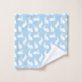 Blue And White Bunny Pattern Cute Easter Bad Handdoek (Wasdoekje)