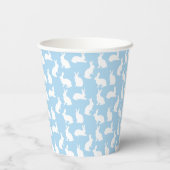 Blue And White Bunny Rabbit Pattern Happy Easter Papieren Bekers (Achterkant)