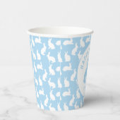 Blue And White Bunny Rabbit Pattern Happy Easter Papieren Bekers (Rechts)