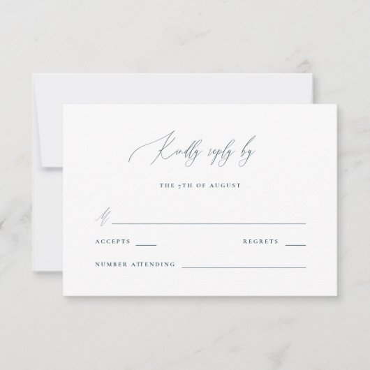 Blue and White Calligraphy Rsvp Response (Voorkant)
