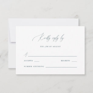 Blue and White Calligraphy Rsvp Response Kaartje