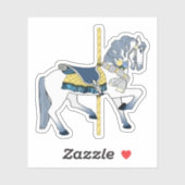 Blue and White Carousel Horse Sticker (Vel)