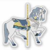 Blue and White Carousel Horse Sticker (Voorkant)