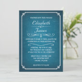 Blue and White Chalkboard Wedding Invitations Kaart (Staand voorkant)