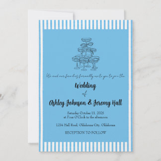 Blue and White Champagne Tower Invitation Kaart