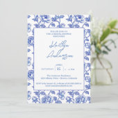 Blue and White Chinoiserie Bridal Shower Kaart (Staand voorkant)