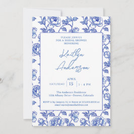 Blue and White Chinoiserie Bridal Shower Kaart