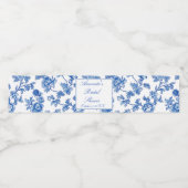 Blue and White Chinoiserie Bridal Shower Waterfles Etiket (Enkel label)