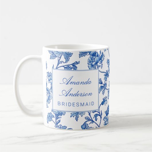 Blue and White Chinoiserie Bridesmaid Gift Koffiemok (Links)