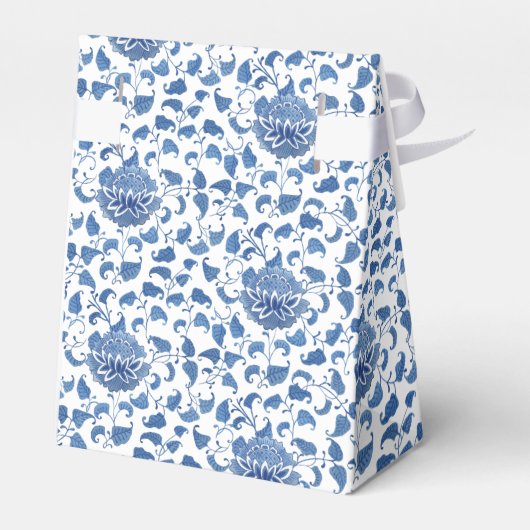 Blue and White Chinoiserie Chic Wedding Shower Bedankdoosjes (Achterkant)