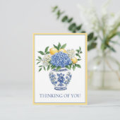 Blue and White Chinoiserie Vase With Hydrangeas Briefkaart (Staand voorkant)