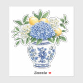 Blue and White Chinoiserie Vase With Hydrangeas Sticker (Vel)