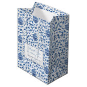 Blue and White  Chinoiserie Weddenschap Welkom Medium Cadeauzakje (Voorkant Gekanteld)