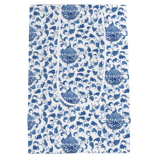 Blue and White  Chinoiserie Weddenschap Welkom Medium Cadeauzakje (Achterkant)