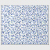 Blue and White Chinoiserie Wildflower Cadeaupapier (Vlak)