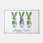 Blue and White Chinoiserie With Rabbit Topiaries Deurmat (Voorkant)