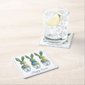 Blue and White Chinoiserie With Rabbit Topiaries Kartonnen Onderzetters (Insitu)