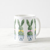 Blue and White Chinoiserie With Rabbit Topiary Koffiemok (Voorkant rechts)