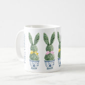 Blue and White Chinoiserie With Rabbit Topiary Koffiemok (Voorkant links)