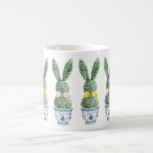 Blue and White Chinoiserie With Rabbit Topiary Koffiemok (Center)