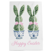 Blue and White Chinoiserie With Rabbit Topiary Medium Cadeauzakje (Achterkant)