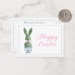 Blue and White Chinoiserie With Rabbit Topiary Notitiekaartje