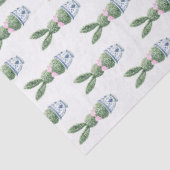 Blue and White Chinoiserie With Rabbit Topiary Tissuepapier (Detail)