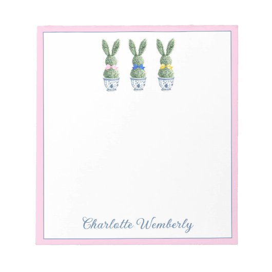 Blue and White Chinoiserie With Rabbits Topiary Notitieblok (Voorkant)