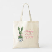 Blue and White Chinoiserie With Rabbits Topiary Tote Bag (Achterkant)