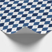 Blue and White Classic Preppy Argyle Cadeaupapier (Hoek)