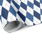 Blue and White Classic Preppy Argyle Cadeaupapier (Rol Hoek)